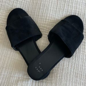 A New Day Faux Suede Slip-on Flat Sandals - Black